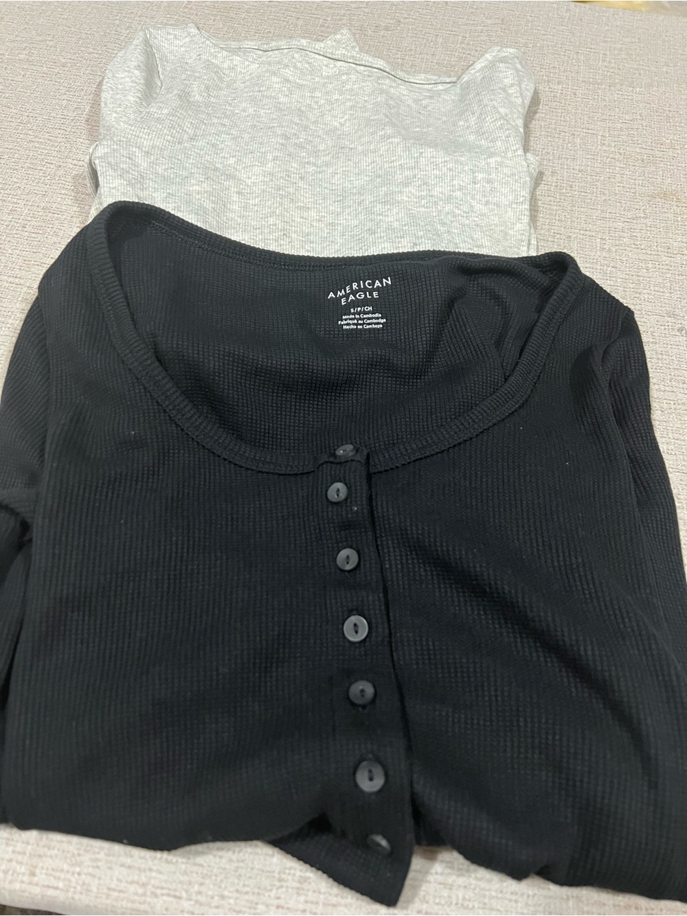 2 pcs bundle  American Eagle Outfitters Black Ribbed Button-Front Women's